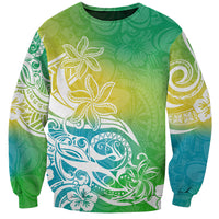 Polynesian Sunset Plumeria Sweatshirt Pacific Island Tribal Green Style - Wonder Print Shop