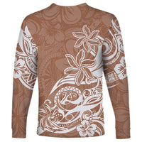 Polynesian Sunset Plumeria Long Sleeve Shirt Pacific Island Tribal Nude Style - Wonder Print Shop