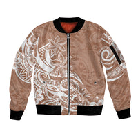 Polynesian Sunset Plumeria Sleeve Zip Bomber Jacket Pacific Island Tribal Nude Style - Wonder Print Shop