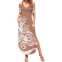 Polynesian Sunset Plumeria Summer Maxi Dress Pacific Island Tribal Nude Style - Wonder Print Shop