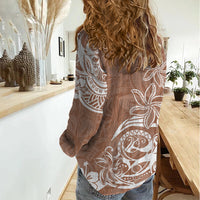 Polynesian Sunset Plumeria Women Casual Shirt Pacific Island Tribal Nude Style - Wonder Print Shop
