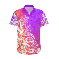 Polynesian Sunset Plumeria Hawaiian Shirt Pacific Island Tribal Purple Style - Wonder Print Shop