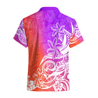Polynesian Sunset Plumeria Hawaiian Shirt Pacific Island Tribal Purple Style - Wonder Print Shop