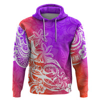 Polynesian Sunset Plumeria Hoodie Pacific Island Tribal Purple Style - Wonder Print Shop