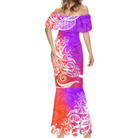 Polynesian Sunset Plumeria Mermaid Dress Pacific Island Tribal Purple Style - Wonder Print Shop