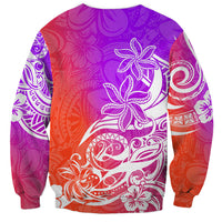 Polynesian Sunset Plumeria Sweatshirt Pacific Island Tribal Purple Style - Wonder Print Shop