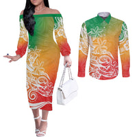 polynesian-sunset-plumeria-couples-matching-off-the-shoulder-long-sleeve-dress-and-long-sleeve-button-shirts-pacific-island-tribal-reggae-style