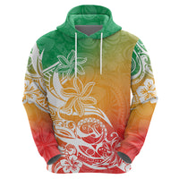 Polynesian Sunset Plumeria Hoodie Pacific Island Tribal Reggae Style - Wonder Print Shop