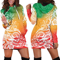 Polynesian Sunset Plumeria Hoodie Dress Pacific Island Tribal Reggae Style - Wonder Print Shop