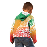 Polynesian Sunset Plumeria Kid Hoodie Pacific Island Tribal Reggae Style - Wonder Print Shop
