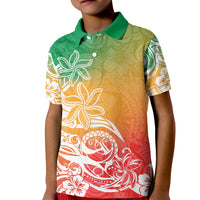 Polynesian Sunset Plumeria Kid Polo Shirt Pacific Island Tribal Reggae Style - Wonder Print Shop