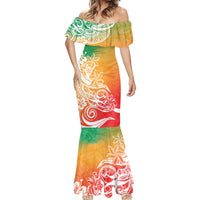 Polynesian Sunset Plumeria Mermaid Dress Pacific Island Tribal Reggae Style - Wonder Print Shop