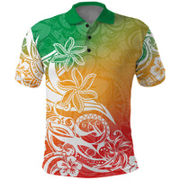 Polynesian Sunset Plumeria Polo Shirt Pacific Island Tribal Reggae Style - Wonder Print Shop