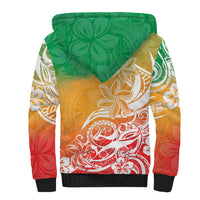 Polynesian Sunset Plumeria Sherpa Hoodie Pacific Island Tribal Reggae Style - Wonder Print Shop