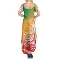 Polynesian Sunset Plumeria Summer Maxi Dress Pacific Island Tribal Reggae Style - Wonder Print Shop