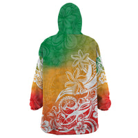 Polynesian Sunset Plumeria Wearable Blanket Hoodie Pacific Island Tribal Reggae Style - Wonder Print Shop