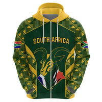 South Africa Rugby Hoodie Bokke Champions Kente Pattern - Wonder Print Shop
