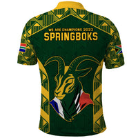 South Africa Rugby Polo Shirt Bokke Champions Kente Pattern - Wonder Print Shop