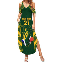 Custom South Africa Rugby Summer Maxi Dress Bokke Champions Kente Pattern - Wonder Print Shop