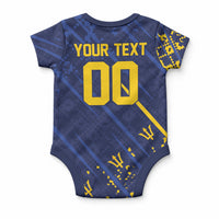 Caribbean Cricket Custom Barbados Baby Onesie Blue Bajan Broken Trident