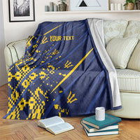 Caribbean Cricket Custom Barbados Blanket Blue Bajan Broken Trident