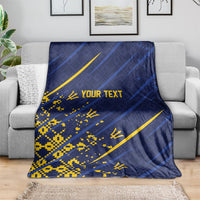 Caribbean Cricket Custom Barbados Blanket Blue Bajan Broken Trident