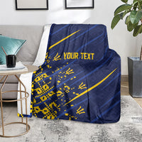 Caribbean Cricket Custom Barbados Blanket Blue Bajan Broken Trident