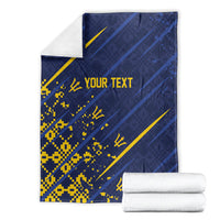 Caribbean Cricket Custom Barbados Blanket Blue Bajan Broken Trident