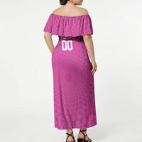 Caribbean Cricket Custom Barbados Off Shoulder Maxi Dress Pride of Barbados Pink Trident Edition