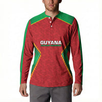 Caribbean Cricket Custom Guyana Button Sweatshirt Warriors Rise Amazonian Geometry Motif