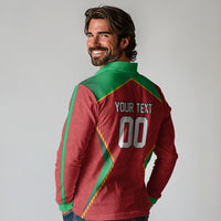 Caribbean Cricket Custom Guyana Long Sleeve Polo Shirt Warriors Rise Amazonian Geometry Motif