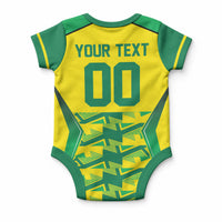 Caribbean Cricket Custom Jamaica Baby Onesie Stand Tall Together Akan Inspired Geometric Motif