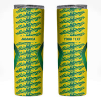 Caribbean Cricket Custom Jamaica Skinny Tumbler Stand Tall Together Akan Inspired Geometric Motif