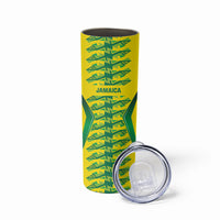 Caribbean Cricket Custom Jamaica Skinny Tumbler Stand Tall Together Akan Inspired Geometric Motif