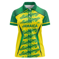 Caribbean Cricket Custom Jamaica Women Polo Shirt Stand Tall Together Akan Inspired Geometric Motif