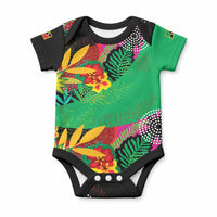 Caribbean Cricket Custom St Kitts and Nevis Baby Onesie Patriots Roar Louder Island's Flora Inspired