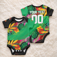 Caribbean Cricket Custom St Kitts and Nevis Baby Onesie Patriots Roar Louder Island's Flora Inspired