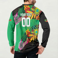 Caribbean Cricket Custom St Kitts and Nevis Button Sweatshirt Patriots Roar Louder Island's Flora Inspired