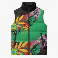 Caribbean Cricket Custom St Kitts and Nevis Sleeveless Puffer Jacket Patriots Roar Louder Island's Flora Inspired