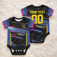 Caribbean Cricket Custom Antigua and Barbuda Baby Onesie Abstract Geometric Pattern