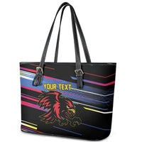 Caribbean Cricket Custom Antigua and Barbuda Leather Tote Bag Abstract Geometric Pattern