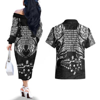 New Zealand Rugby Couples Matching Off The Shoulder Long Sleeve Dress and Hawaiian Shirt Black Haka Dance With NZ Champions History LT9 - Wonder Print Shop