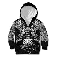 New Zealand Rugby Kid Hoodie Black Haka Dance With NZ Champions History - Wonder Print Shop