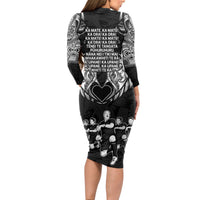 New Zealand Rugby Long Sleeve Bodycon Dress Black Haka Dance With NZ Champions History - Wonder Print Shop