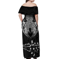 New Zealand Rugby Off Shoulder Maxi Dress Black Haka Dance With NZ Champions History - Wonder Print Shop