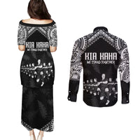 NZ Rugby Couples Matching Puletasi Dress and Long Sleeve Button Shirt Kapa Opango Maori Haka With Years of The All Black Champions LT9 - Wonder Print Shop
