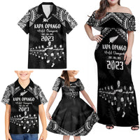 NZ Rugby Family Matching Off Shoulder Maxi Dress and Hawaiian Shirt Kapa Opango Maori Haka With Years of The All Black Champions LT9 - Wonder Print Shop