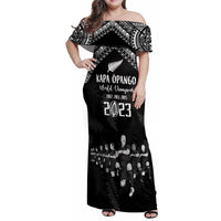 NZ Rugby Family Matching Off Shoulder Maxi Dress and Hawaiian Shirt Kapa Opango Maori Haka With Years of The All Black Champions LT9 - Wonder Print Shop