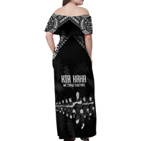 NZ Rugby Family Matching Off Shoulder Maxi Dress and Hawaiian Shirt Kapa Opango Maori Haka With Years of The All Black Champions LT9 - Wonder Print Shop