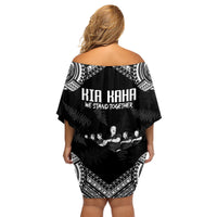 NZ Rugby Family Matching Off Shoulder Short Dress and Hawaiian Shirt Kapa Opango Maori Haka With Years of The All Black Champions LT9 - Wonder Print Shop
